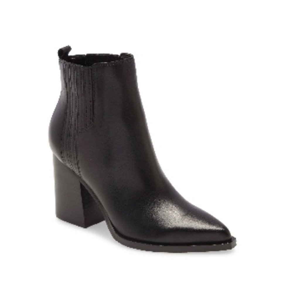 Marc fisher black leather pointed toe bootie